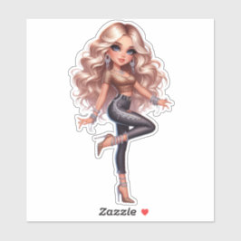 Pegatina muñeca de bonito