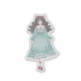 Pegatina Muñeca de niña anime pastel adorable estética vini