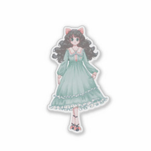Pegatina Muñeca de niña anime pastel adorable estética vini