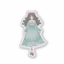 Pegatina Muñeca de niña anime pastel adorable estética vini