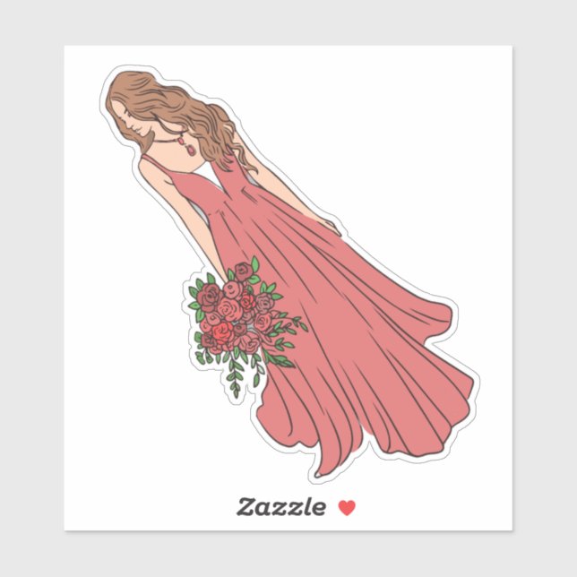 Pegatina muñeca linda (Hoja)