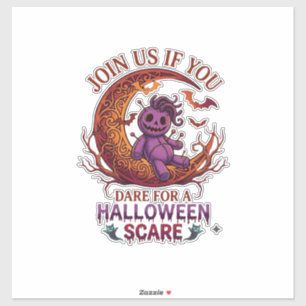 Pegatina Muñeca Voodoo Crescente de Halloween Atrevida Purp