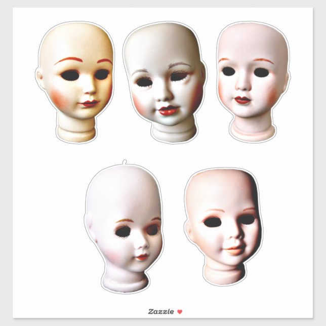 Pegatina muñecas de muñeca espeluznante viejos juguetes (Hoja)