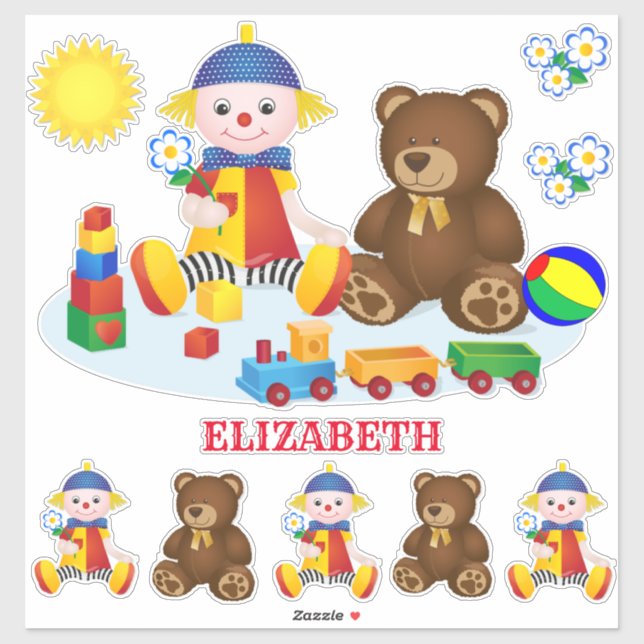 Pegatina Muñecas mordaces personalizadas, osos de peluche (Hoja)