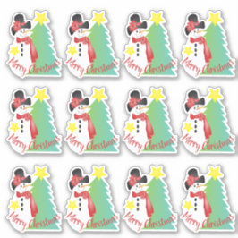 Pegatina Muñeco de nieve artístico lindo