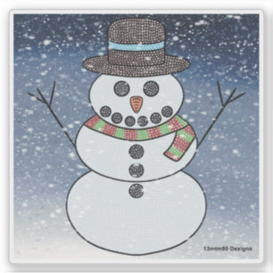 Pegatina Muñeco de nieve con fondo - Sticker