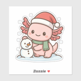 Pegatina Muñeco de nieve de ajolote lindo Sticker de Navida