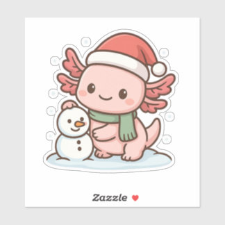 Pegatina Muñeco de nieve de ajolote lindo Sticker de Navida