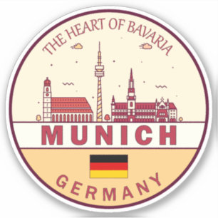 Pegatina Múnich Alemania City Skyline Emblem