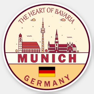 Pegatina Múnich Alemania City Skyline Emblem