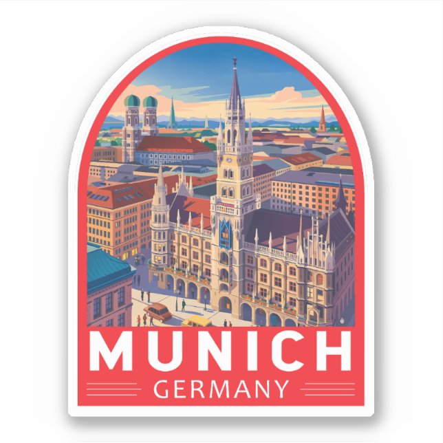 Pegatina Munich Germany Travel Art Emblem (Anverso)