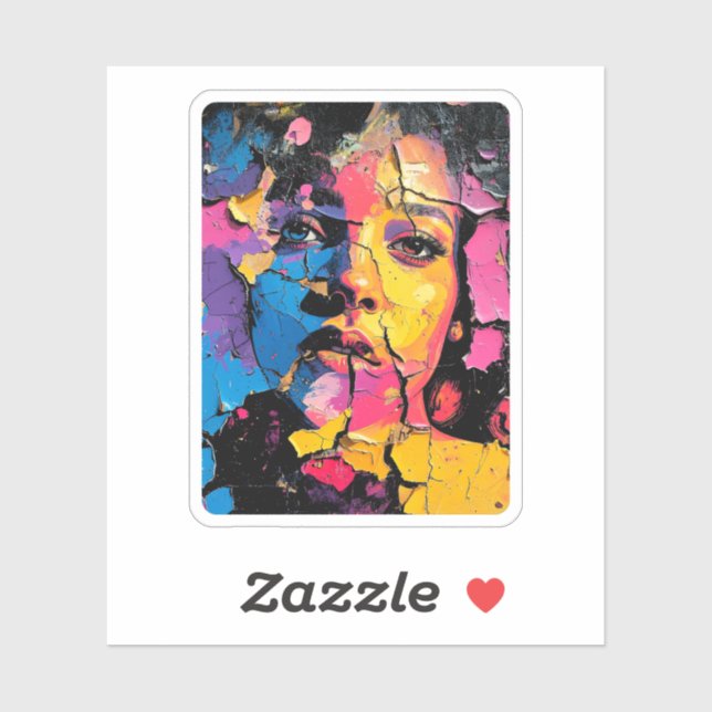 Pegatina Mural de belleza de pintura rota piel Profundo (Hoja)