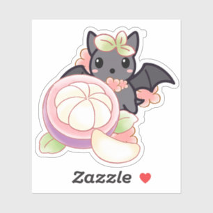 Pegatina Murciélago Kawaii Adorable con Mangostán Exótico