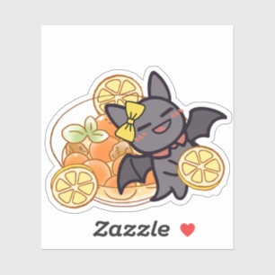 Pegatina Murciélago Kawaii Adorable con Sopa de Albóndigas