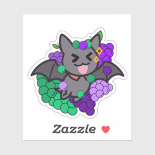 Pegatina Murciélago Kawaii Feliz con Uvas Moradas - Frivoli