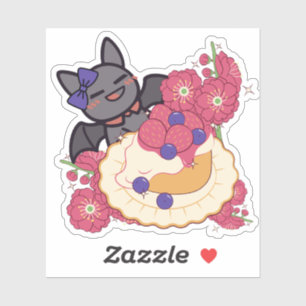 Pegatina Murciélago Kawaii y Tarta de Frutas Pastel