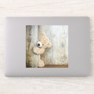 Pegatina Muro De Madera Rústica De Oso Cutáneo Con Oso