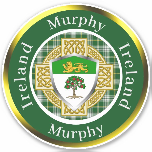 Pegatina Murphy Shield y Celtic Cross Personalizada (Anverso)