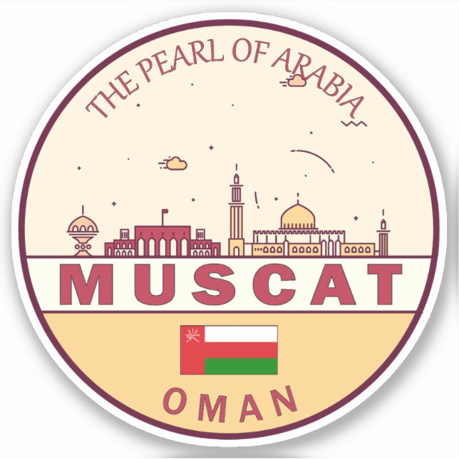 Pegatina Muscat Oman City Skyline Emblem (Anverso)