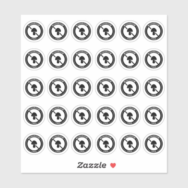 Pegatina Mushroom Free Wedding Place Card Mini Food Allergy (Hoja)