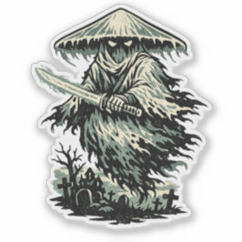 Pegatina Mushroom Ghost Ronin — Halloween Spirit Warrior 