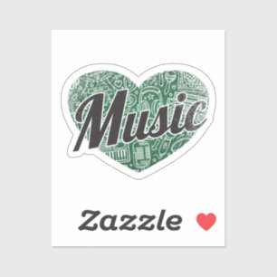 Pegatina Music Retro Heart Blackboard Love