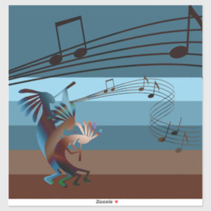 Pegatina Música Kokopelli del Suroeste 14"
