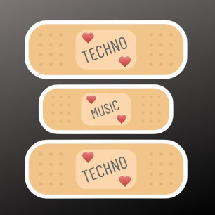Pegatina Música Techno Parche / bandaid, Techno cura las he