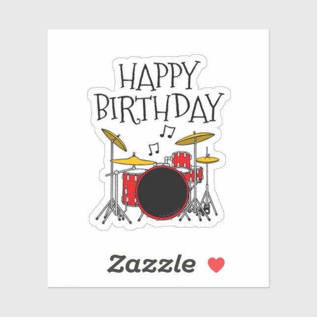Pegatina Músico de Drummer Birthday Drum Kit (Hoja)
