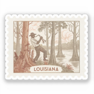 Pegatina Músico de Jazz Vintage de Louisiana Sello de Panta