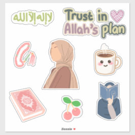 Pegatina Muslimah Faith Sticker Pack – Hijabi Girl, Quran, 
