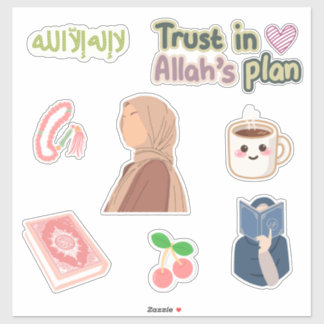 Pegatina Muslimah Faith Sticker Pack – Hijabi Girl, Quran, 