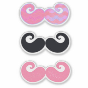 Pegatina Mustaches rosados y negros