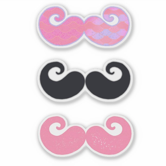 Pegatina Mustaches rosados y negros (Anverso)