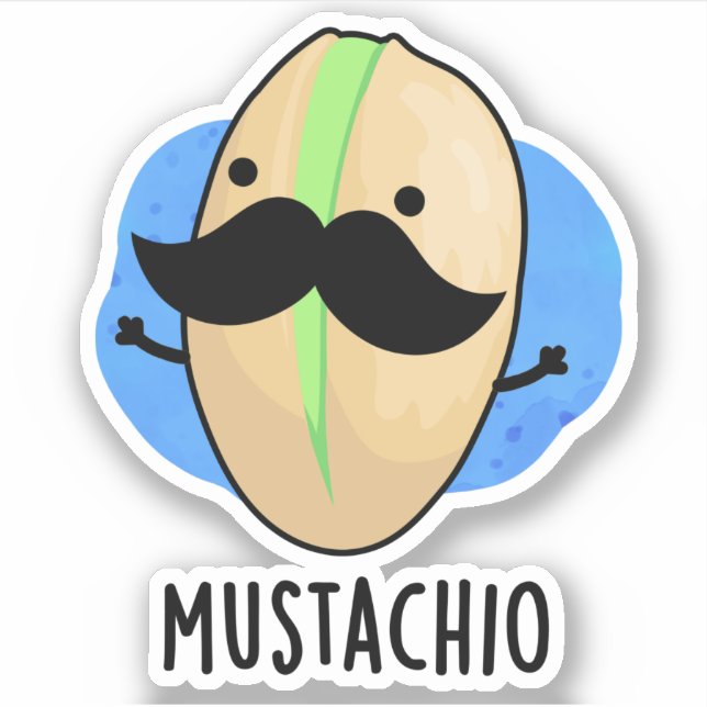 Pegatina Mustachio Funny Pistachio Mustache Pun (Anverso)