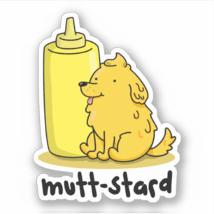 Pegatina Mutt-stard Funny Doggy Mustard Pun