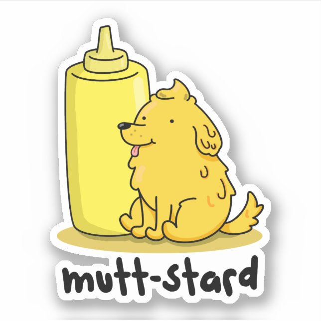 Pegatina Mutt-stard Funny Doggy Mustard Pun (Anverso)