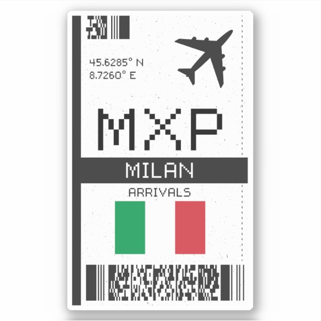 Pegatina MXP Milan Boarding Pass - Italia Travel (Anverso)