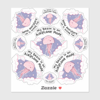 Pegatina My Brain Airplane Mode Funny Jellyfish Brain Fog