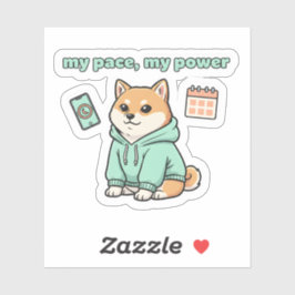 Pegatina My Pace My Power Sticker – Motivational Shiba Dog 