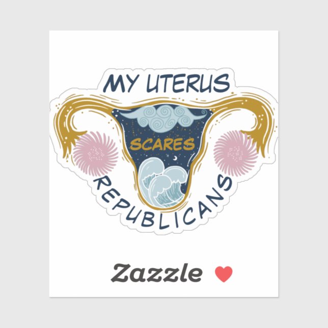 Pegatina My Uterus Scares Republicans (Hoja)