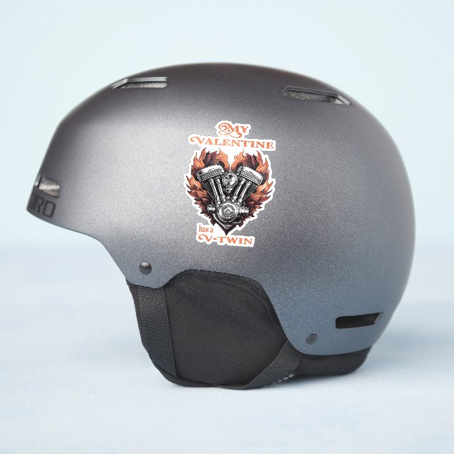 Pegatina My Valentine has a V-Twin, Biker style (Lado del casco)