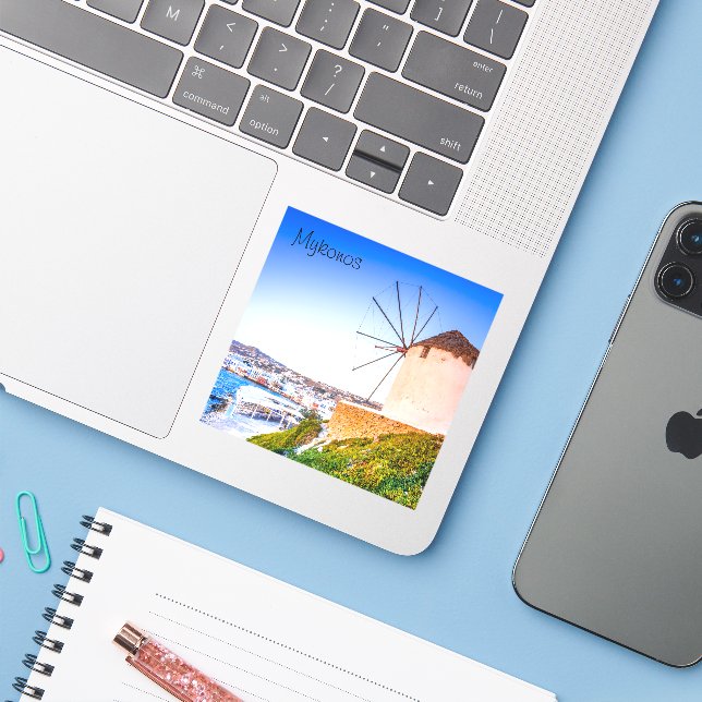 Pegatina Mykonos (Ordenado portátil con iPhone)