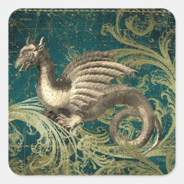 Pegatina Mystic Dragon & Star Map Square
