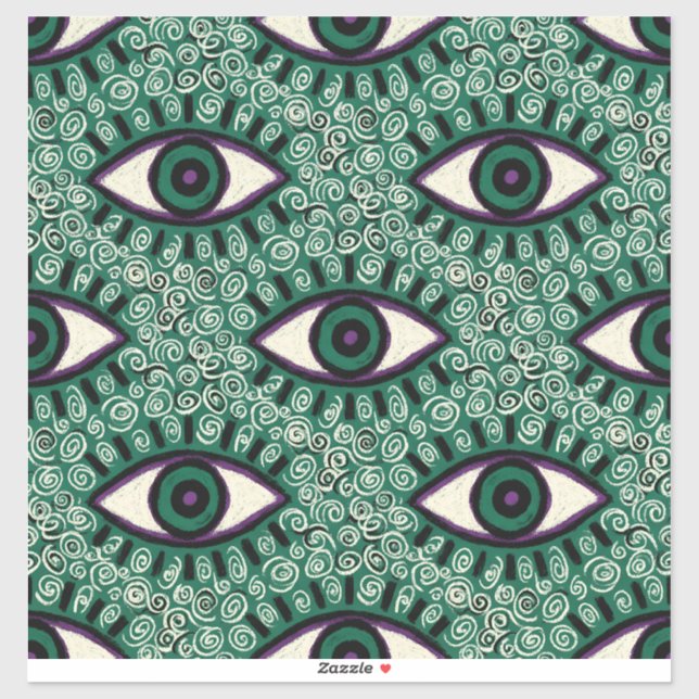 Pegatina "Mystic Emerald Eyes" - Psychedelic Swirl Seamless (Hoja)