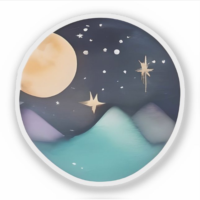 Pegatina Mystic Night Sky Over Hills (Anverso)