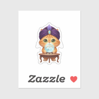 Pegatina Mystical Fortune Teller Cat Crystal Ball New Year