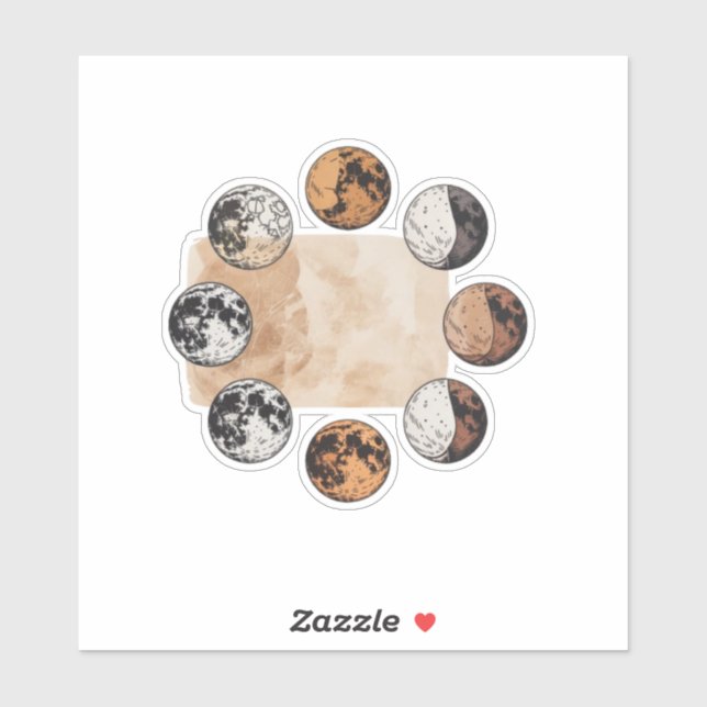 Pegatina Mystical Moon Phases Sticker – Vintage Boho  (Hoja)