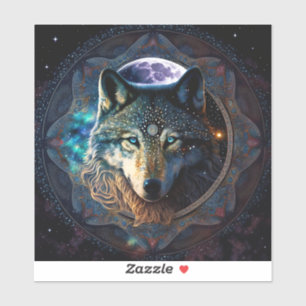 Pegatina Mystical Wolf Moon Mandala