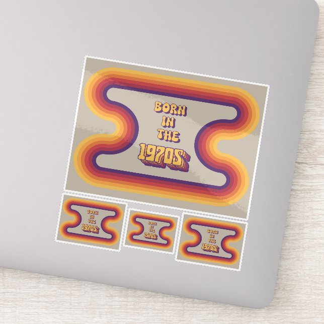 Pegatina Nacido en los años 70, Millennials, Gen X, Año de  (Detalle)